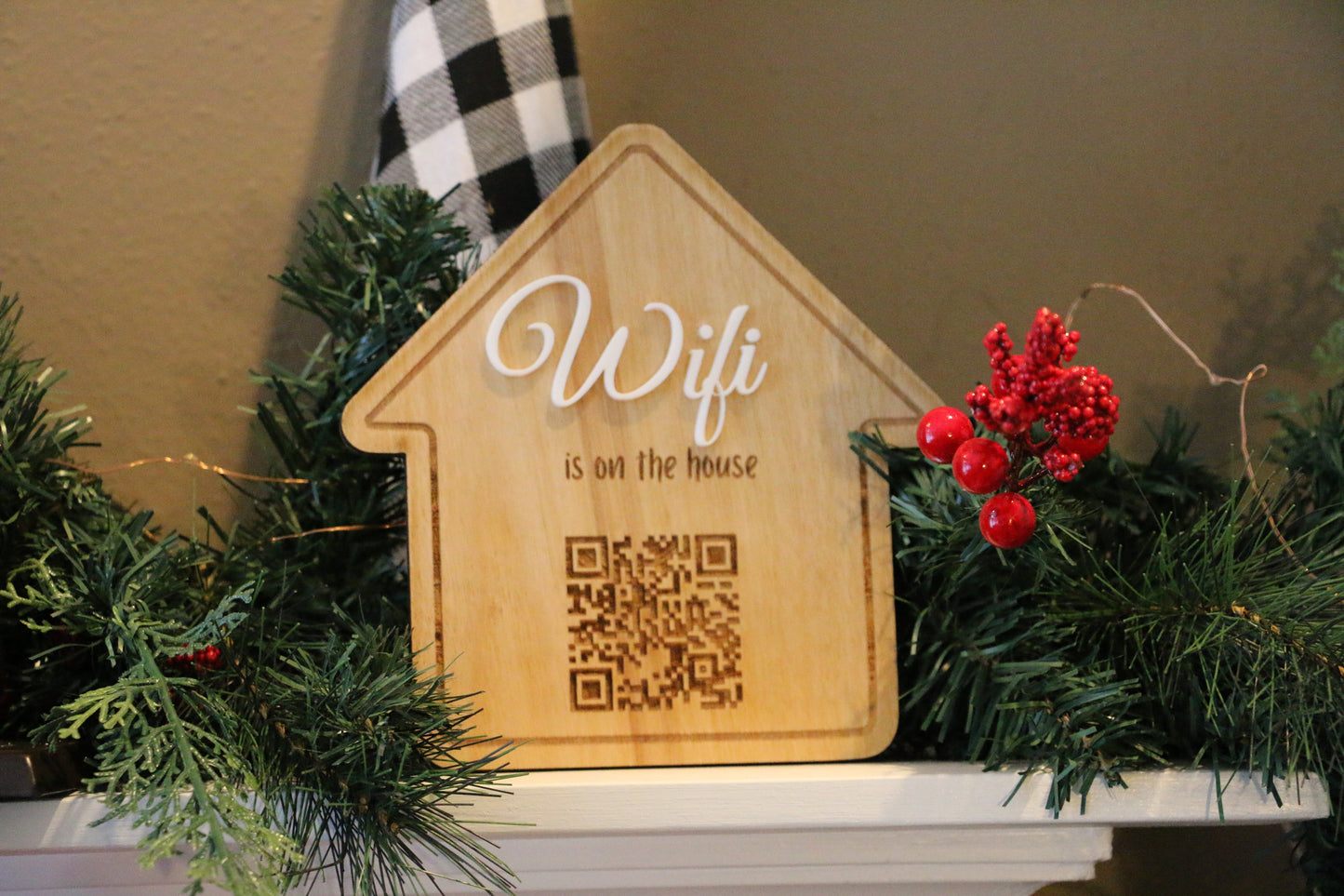 Elevate connectivity at home with our exquisite custom WiFi signs. Crafted from laser-cut wood and acrylic, they seamlessly blend functionality and charm. Showcase your network name in style, with various design options available. Experience the tactile warmth and craftsmanship of our unique signs. Enhance your home's connectivity and aesthetics today.